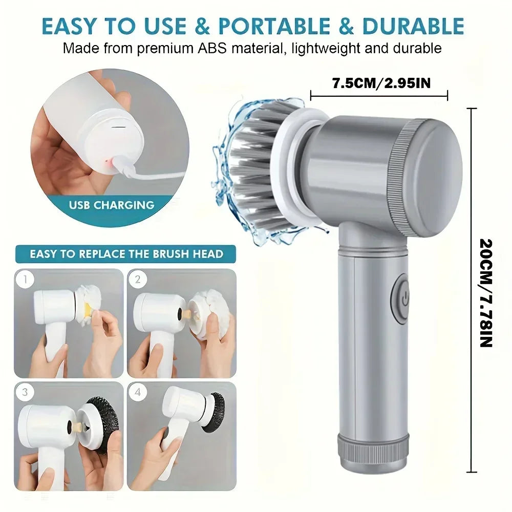 CleanSpin Pro — Spazzola Elettrica Cordless 5-in-1 per la Casa