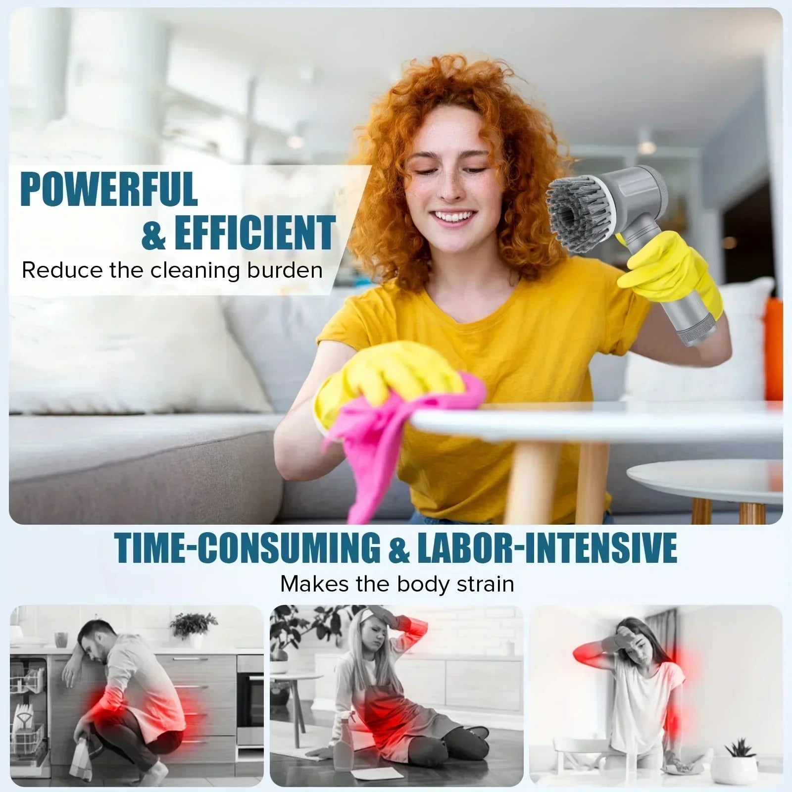CleanSpin Pro — Spazzola Elettrica Cordless 5-in-1 per la Casa